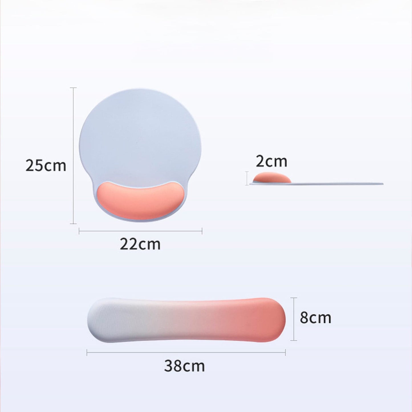 Mousepad ergonomic cu Spuma cu Memorie pentru sustinere incheietura mana cu Wrist Rest pentru mouse si tastatura, baza anti-derapanta, Roz, Albastru