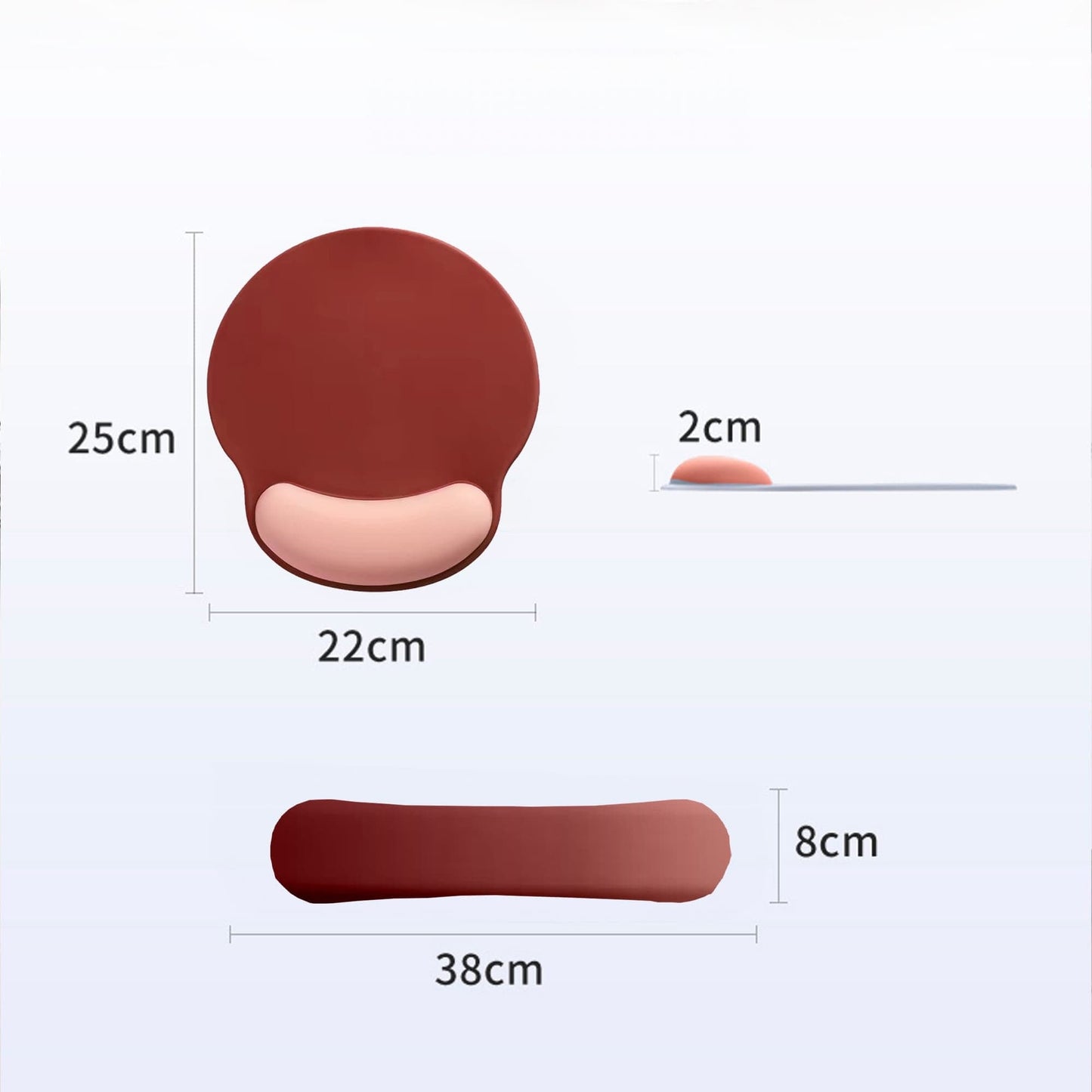 Mousepad ergonomic cu Spuma cu Memorie pentru sustinere incheietura mana cu Wrist Rest pentru mouse si tastatura, baza anti-derapanta, Rosu