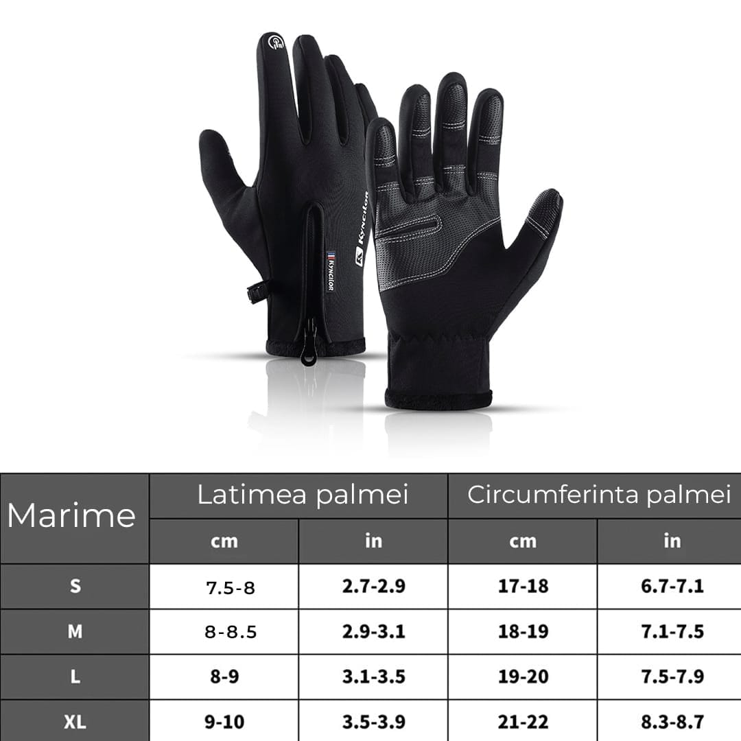 Manusi sport, compatibile ecran telefon, rezistente la vant, aderenta pentru ski, ciclism, culoare negru, Unisex, marime S