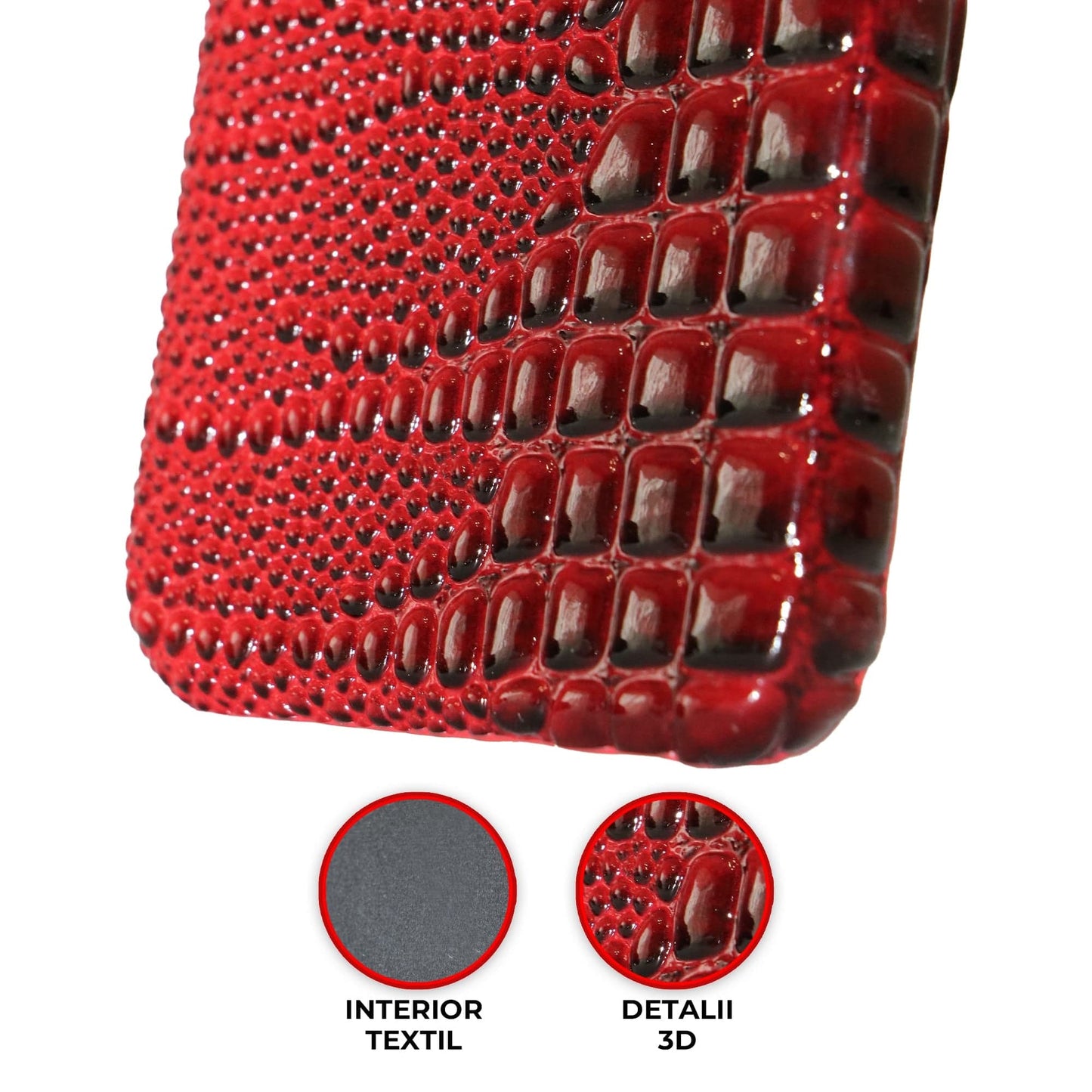Husa de Protectie Timebox, Compatibila Apple iPhone 13 Pro, Microfibra in Interior, stil Piele de sarpe, Rosu
