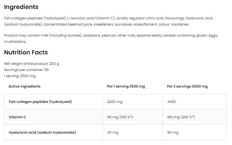 Colagen Marin Și Acid Hialuronic 200g Cu Aromă De Cocos Și Piersică