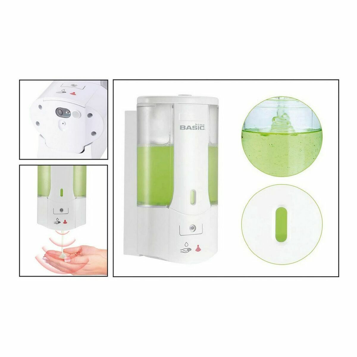 Dozator de săpun electric Basic Home 400 ml 0,4 l, de perete (6 bucăți)