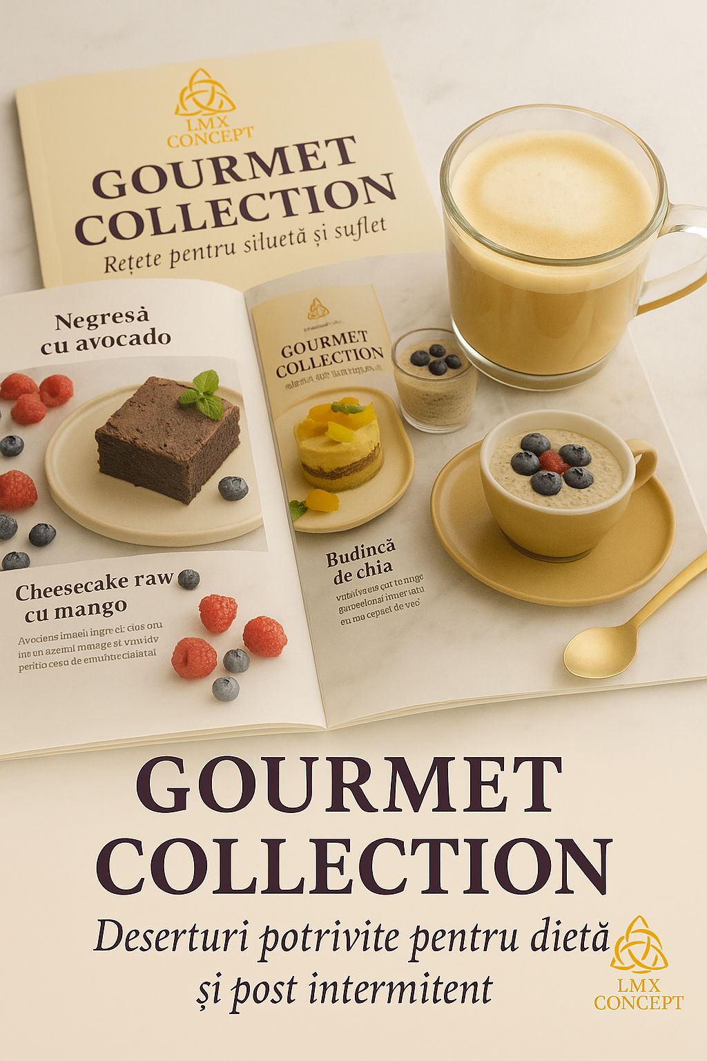 Colecția Gourmet – LMX Concept | Revista Deserturi Sănătoase PDF | Prăjituri și Rețete Elegante | Descărcare Digitală
