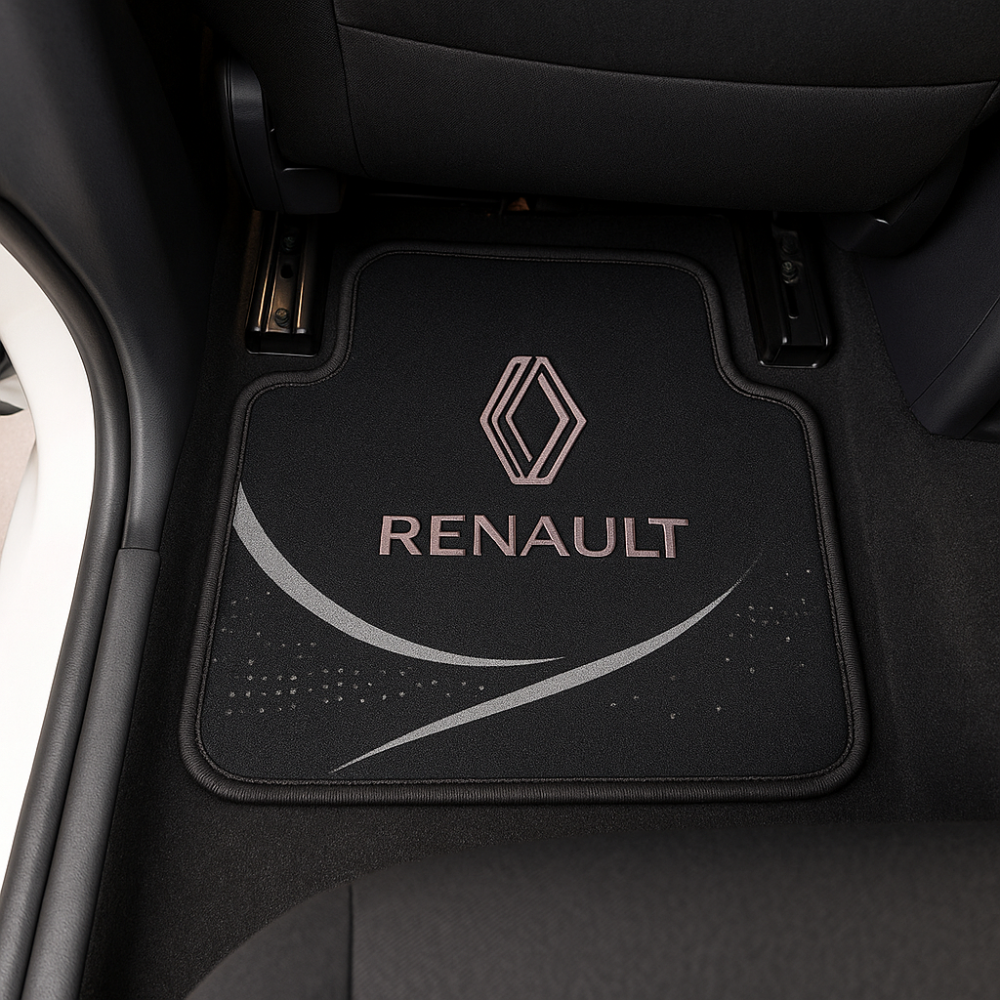 Set 4 Covorașe Auto Universale Renault – Negru cu Design Curbat