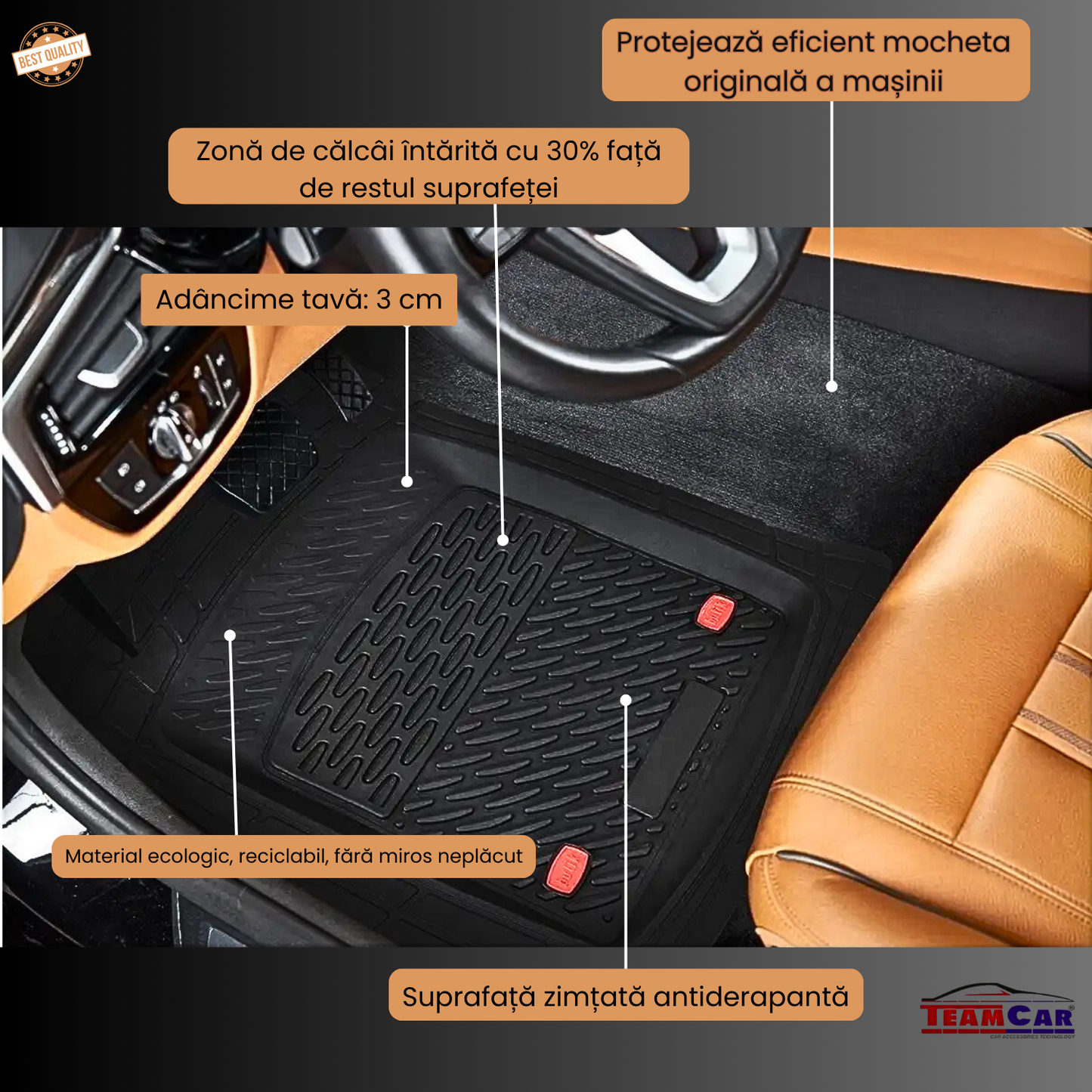 Covorașe Auto TeamCar® Tip Tăviță Compatibile Toyota Corolla E150 (2006–2013) - Hatchback