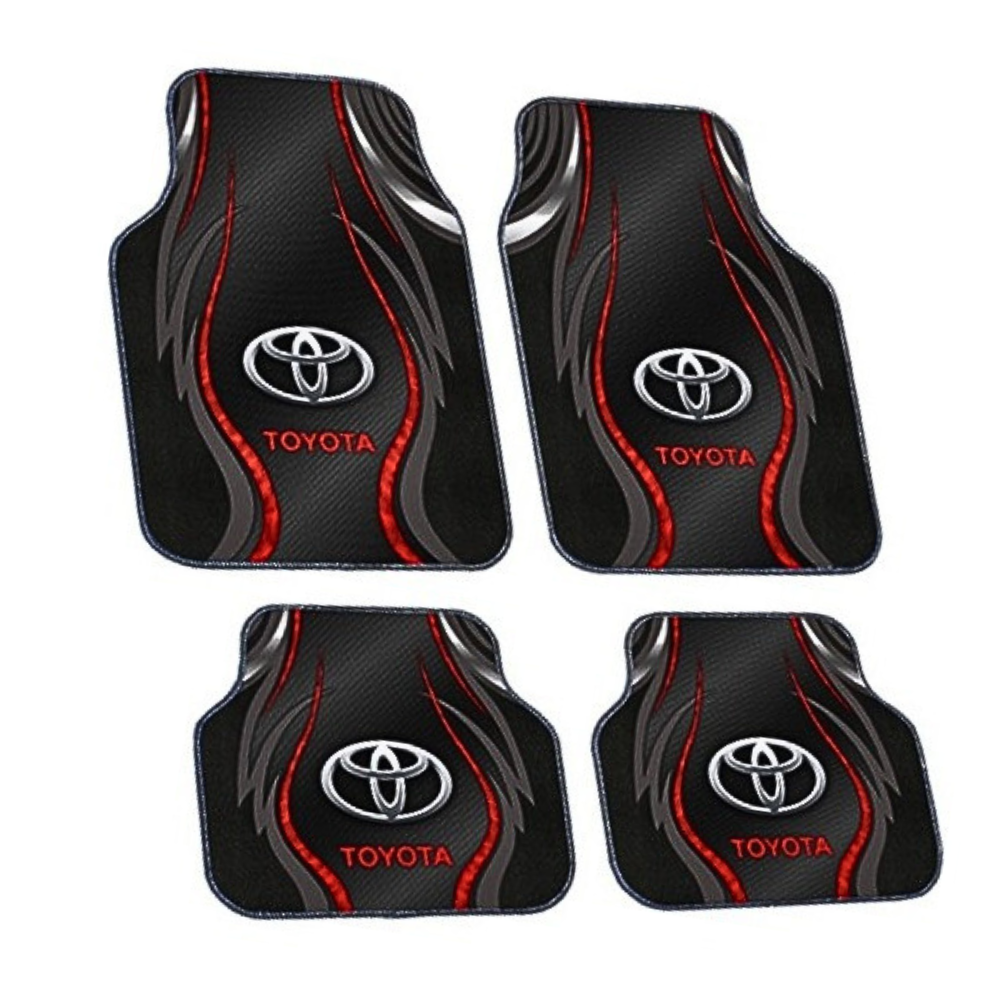 Set complet covorase Toyota – Fata si spate – Design sport negru-rosu cu logo
