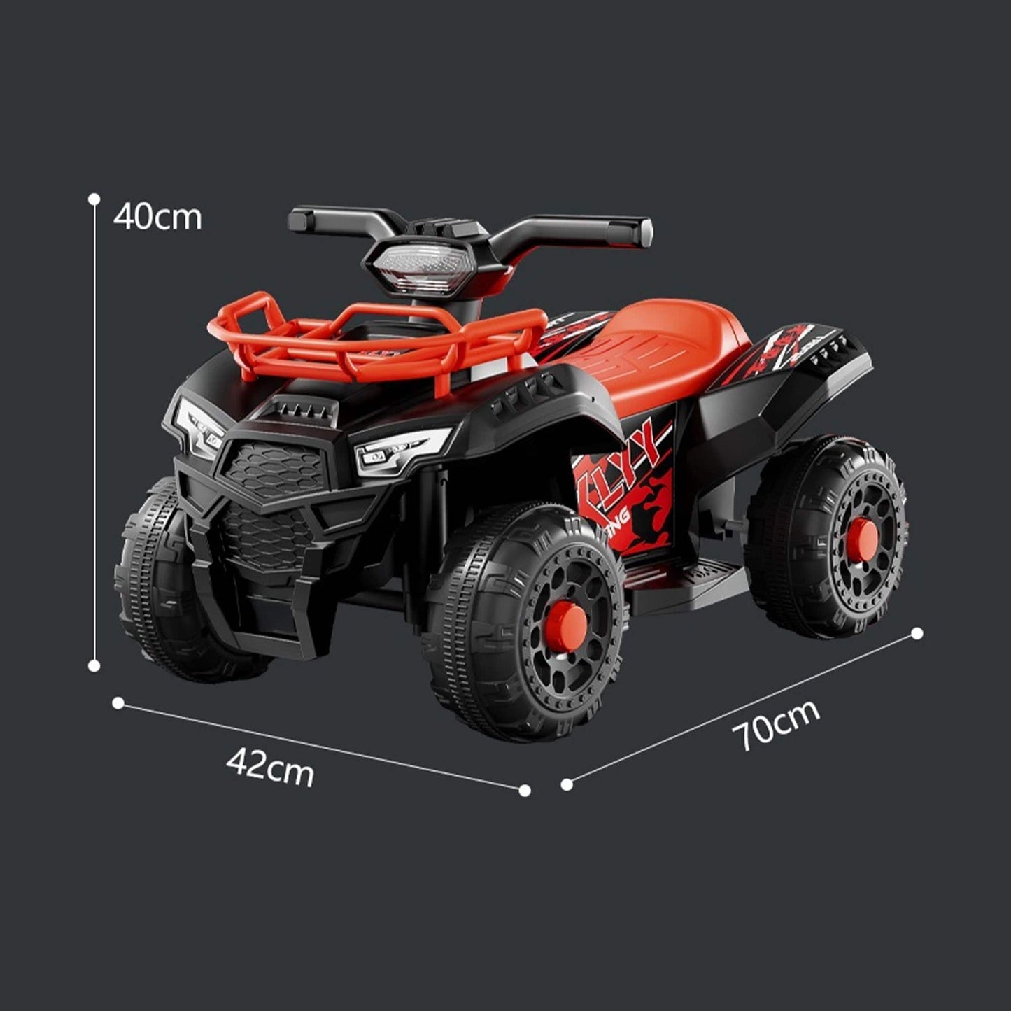 ATV electric copii 1–6 ani, Model off-road cu 4 roti si Viteza reglabila, Motor dublu Constructie stabila,Ausoara de folosit in curte sau parc, Rosu
