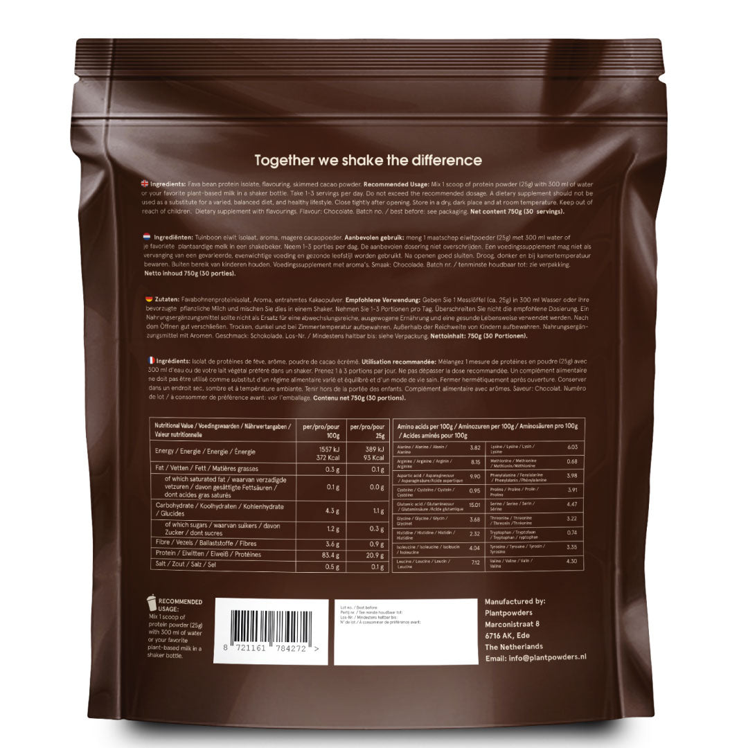 Plantwhey® Unsweetened 750g Ciocolata – Proteină vegetală naturală, fără îndulcitori