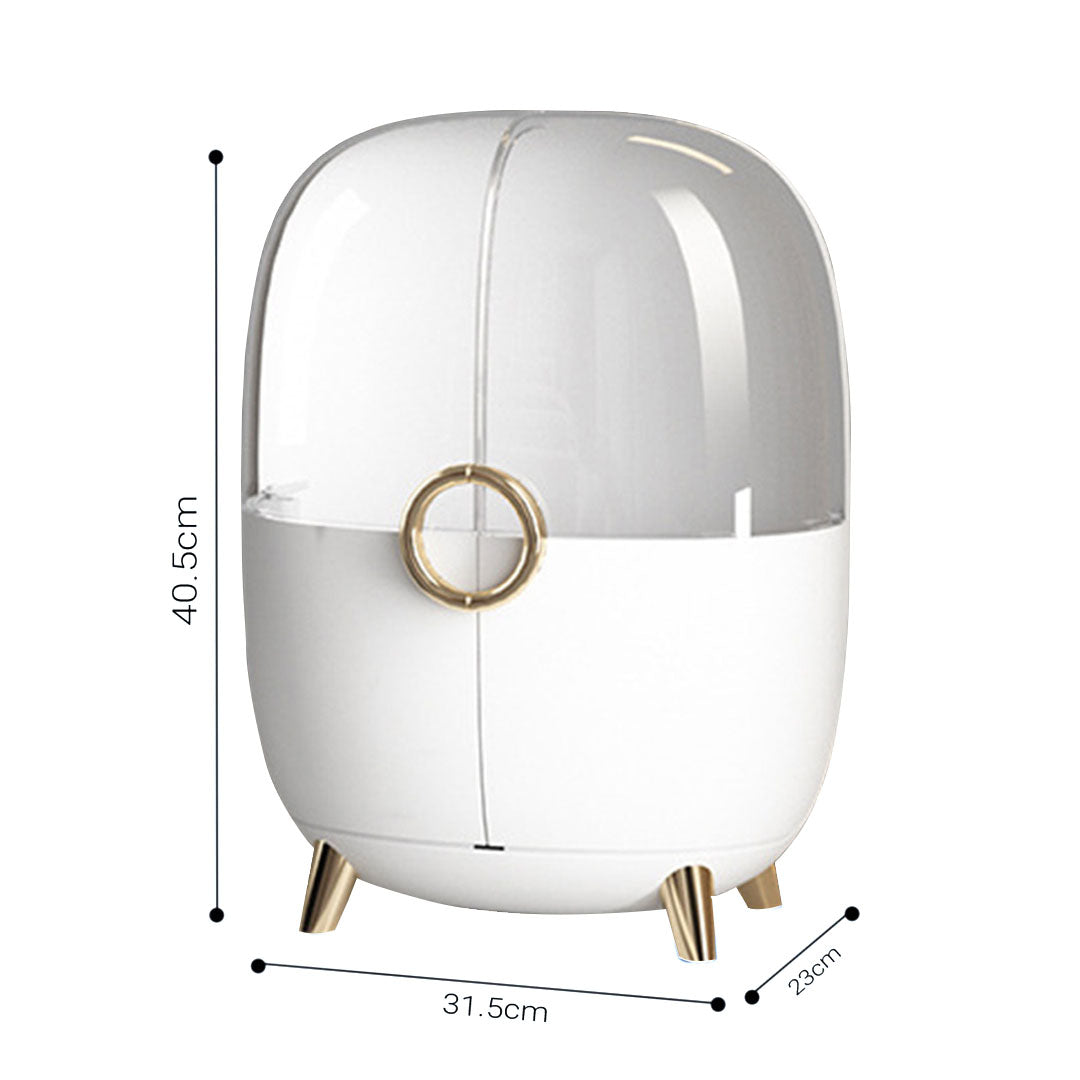 NNEAGS White Transparent Countertop Makeup Organiser Cosmetic Storage Waterproof Dustproof Bathroom Skincare Holder with Lid-4