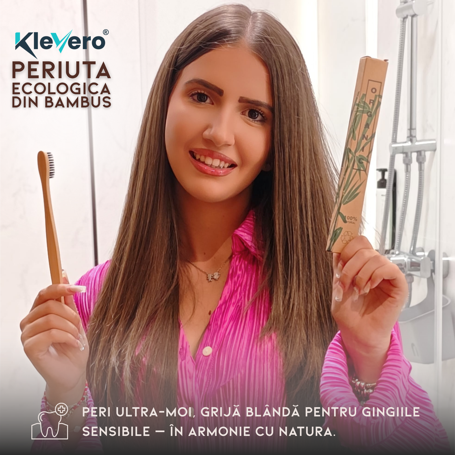 Periuta de Dinti Klevero® cu Perii Moi si Maner din Bambus 