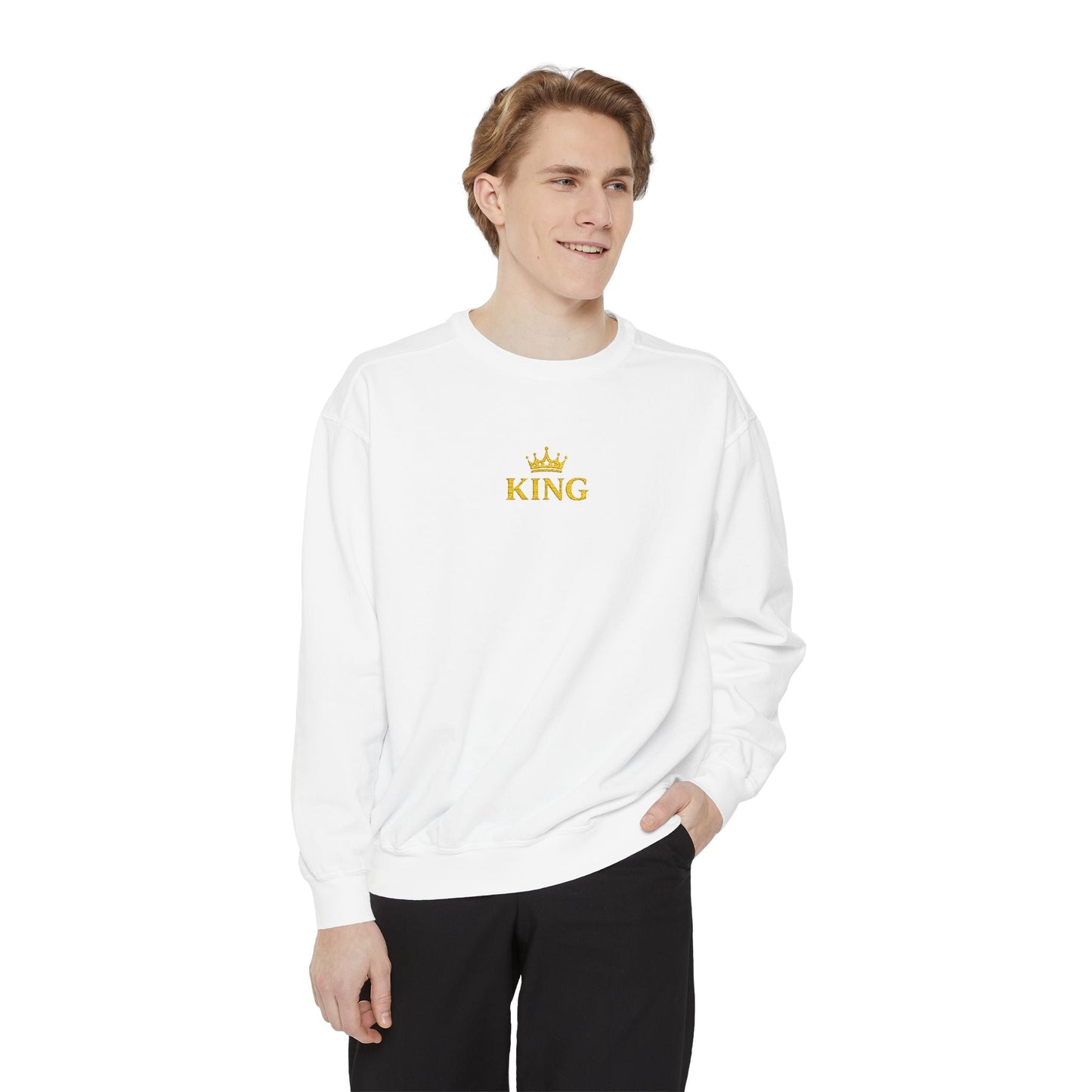 King Crown Sweatshirt — Minimal Gold "KING" Crewneck