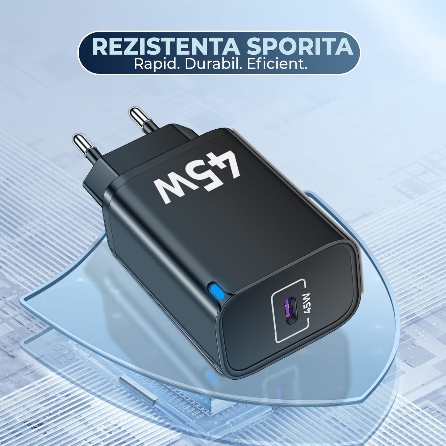 Incarcator Retea Timebox, 45W Fast Charge, 1 x Type-C, Negru
