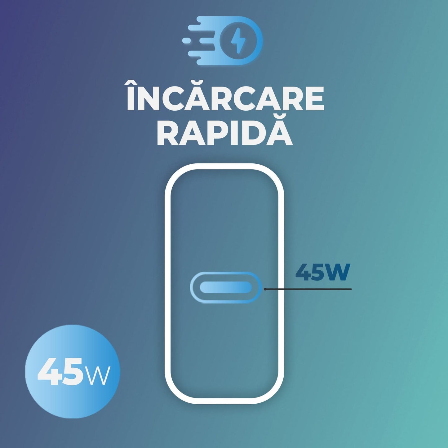 Incarcator Retea Timebox, 45W Fast Charge, 1 x Type-C, Negru