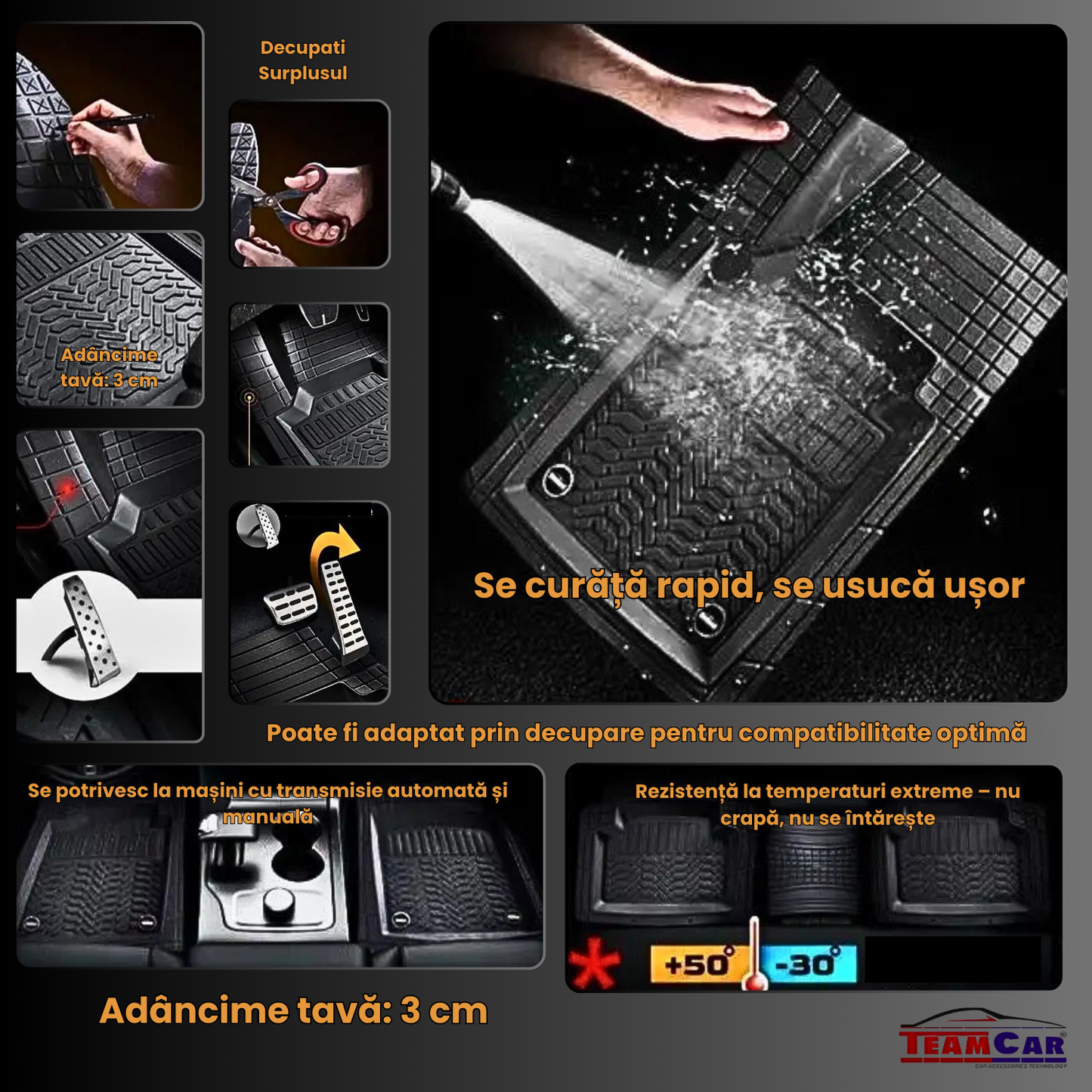 Covorase Auto TeamCar® Tip Tavita Compatibile Mercedes-Benz GLS X166 SUV (2013–2019)