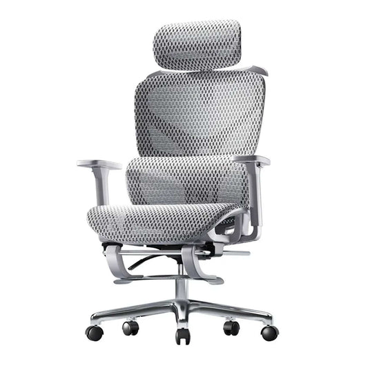 Scaun birou ergonomic Timebox, Plasa mesh respirabil, Tetiera, 4D armrest, Reglaj inaltime si adancime sezut, Suport picioare rabatabil, Spatar cu suport lombar ajustabil, Rotativ cu roti, Gri