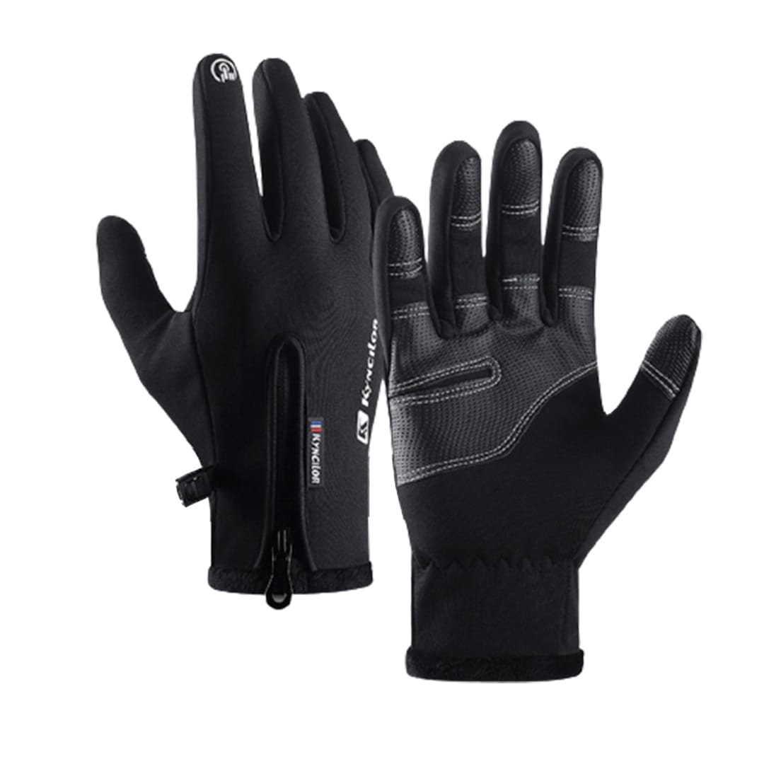 Manusi sport, compatibile ecran telefon, rezistente la vant, aderenta pentru ski, ciclism, culoare negru, Unisex, marime S