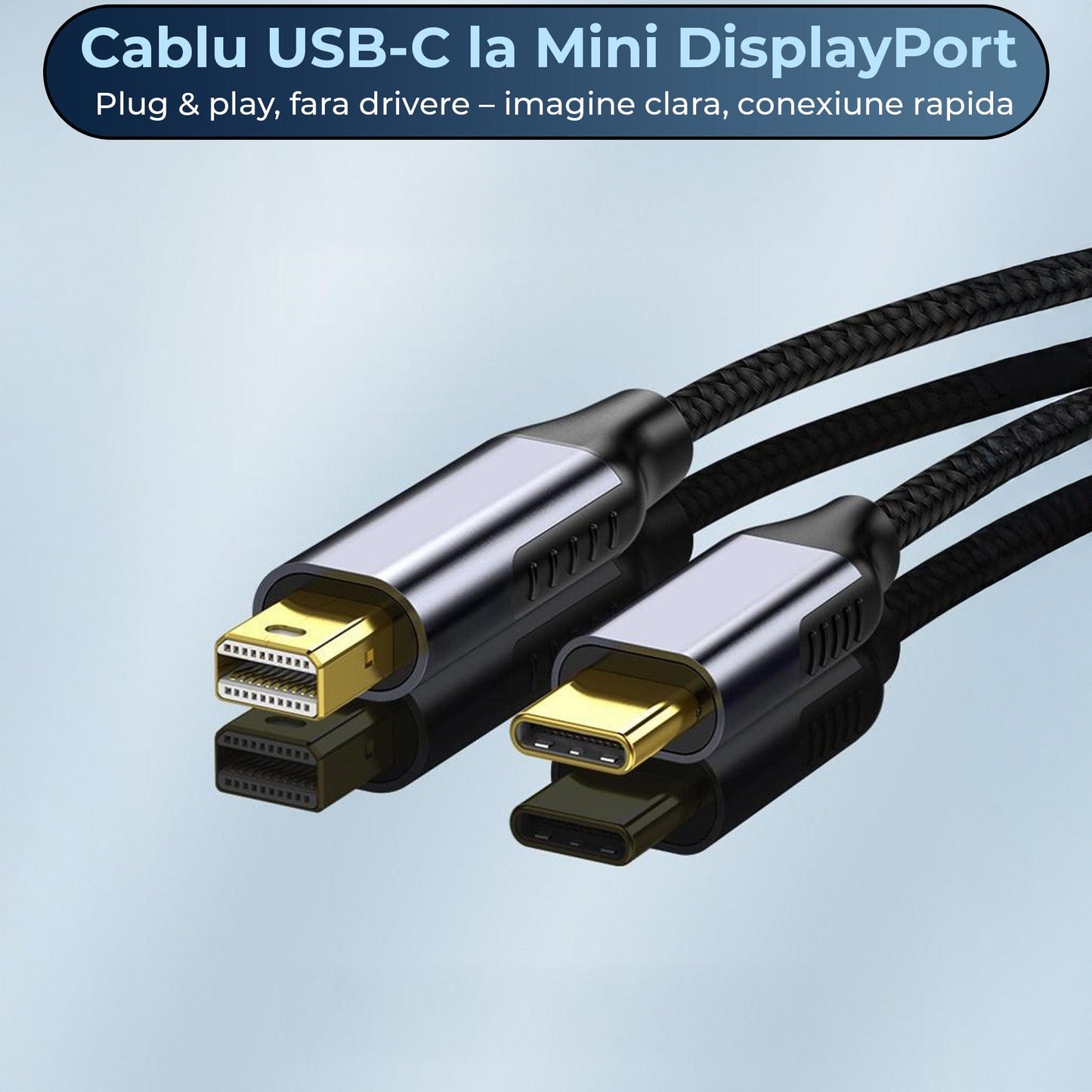 Cablu Adaptor Type-C la Mini DisplayPort – 8K, 60Hz, 1,8m, Transfer Video Ultra HD, Compatibil MacBook, Laptopuri USB-C, 1,8 m, Design din Aluminiu si Invelis Nylon