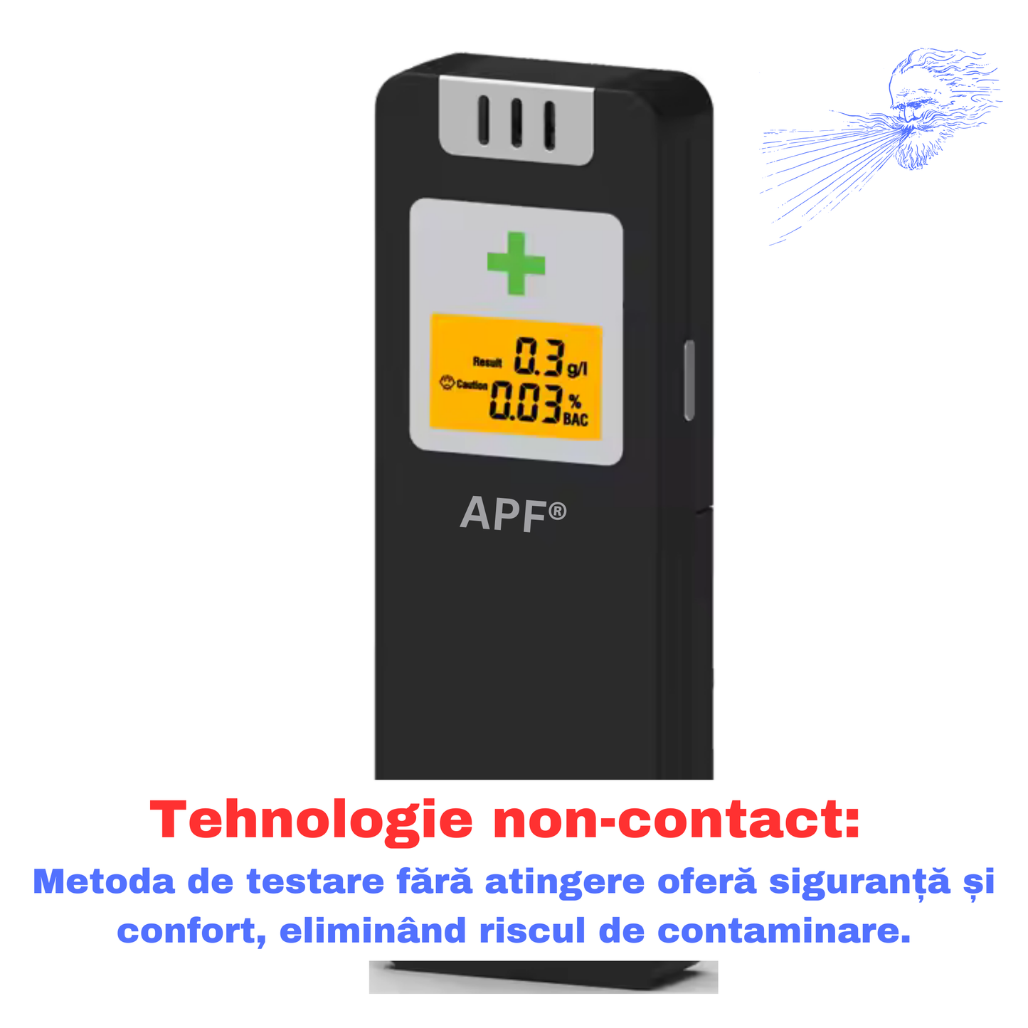 Alcooltest Digital Certificat NF – Precizie 0.01% BAC, LCD, Alertă Sonoră