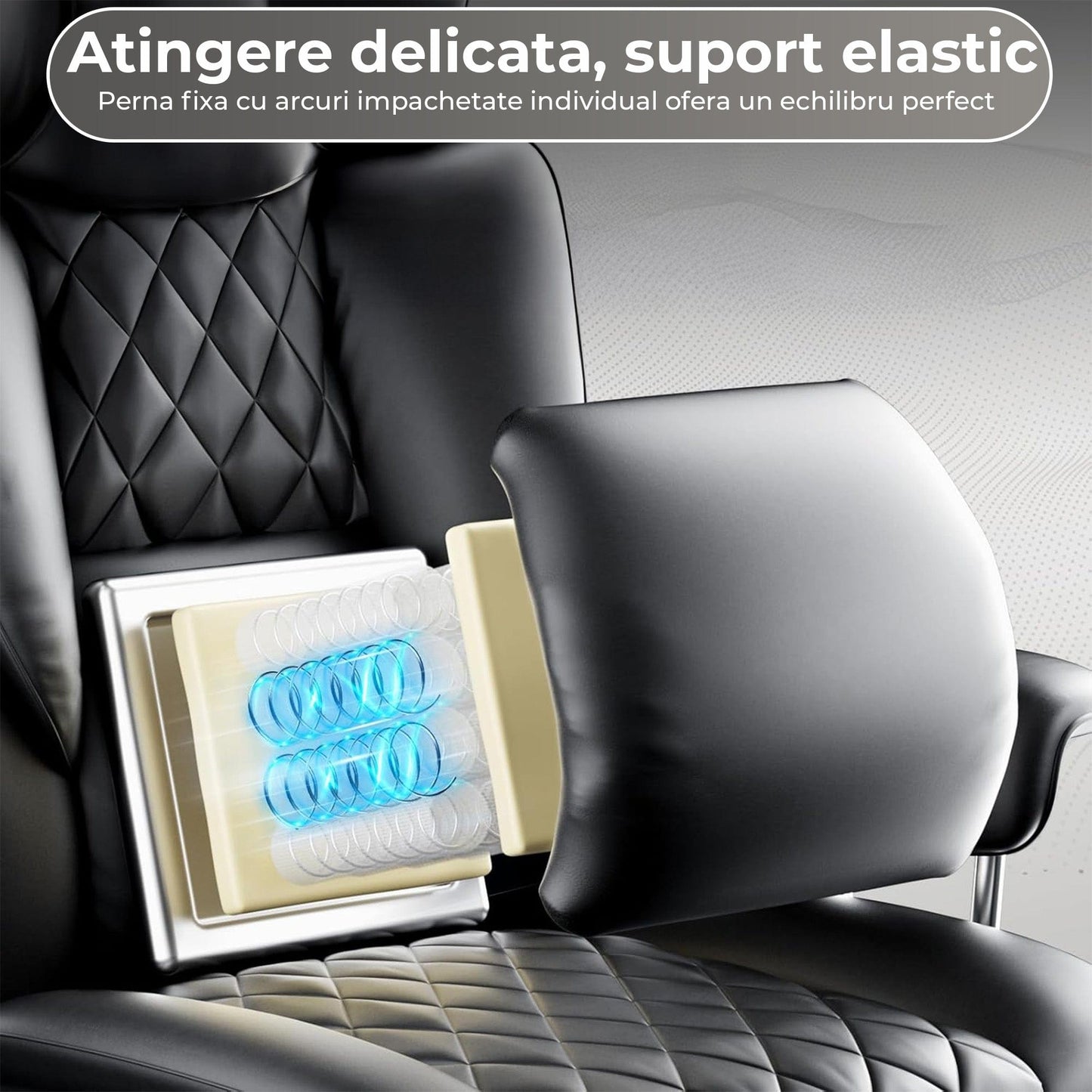Scaun Office Timebox– Scaun Ergonomic Executiv din Piele cu Spatar Inalt, Suport Lombar cu Arcuri, Reclinabil 135°, Suport pentru Picioare si Cotiere Fixe, Confortabil, Cadru Metalic, Sustine Pana la 136 kg, Negru