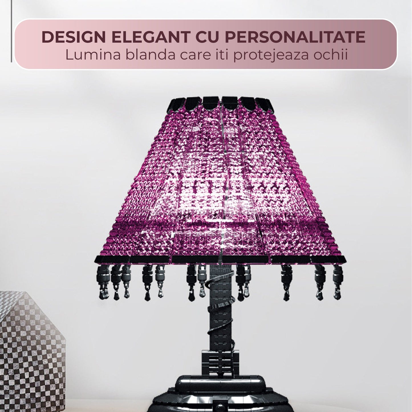 Lampa decorativa tip retro pentru copii 7, 14 ani, 900 piese mici, Roz