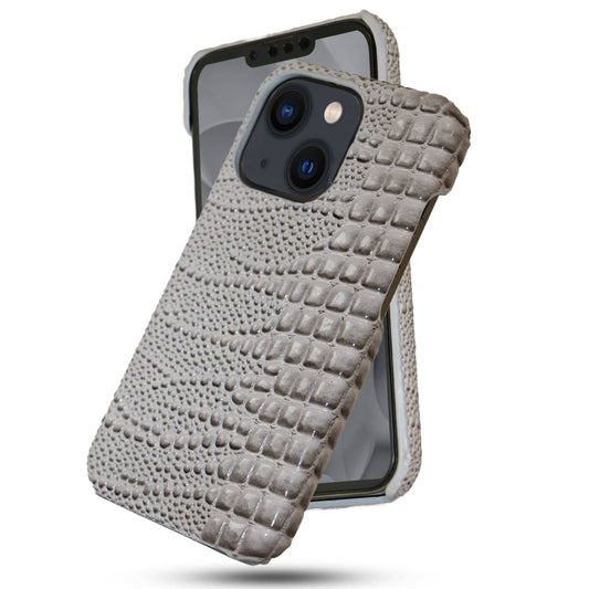 Husa de Protectie Timebox, Compatibila Apple iPhone 13 Microfibra in Interior, stil Piele de sarpe, Gri