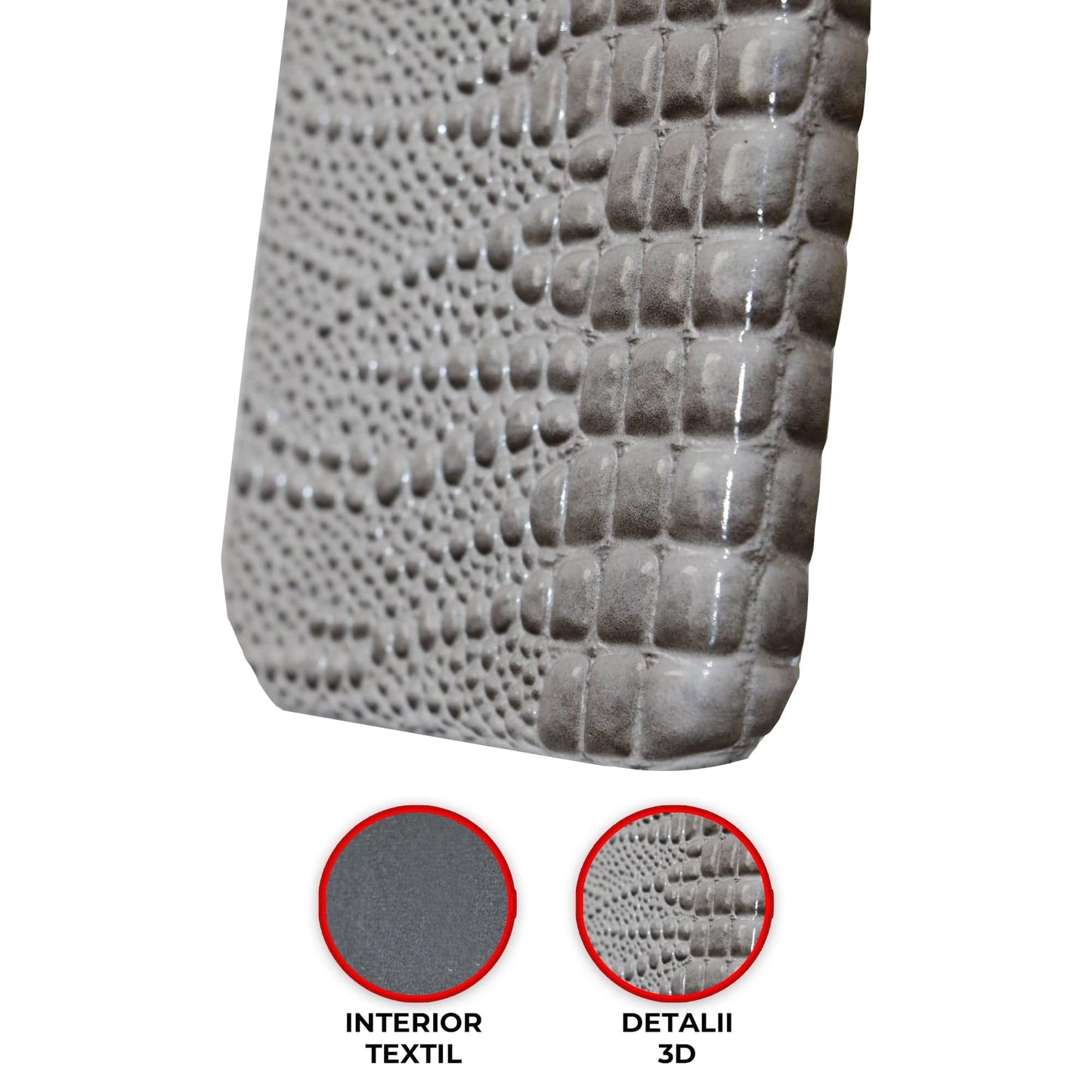 Husa de Protectie Timebox, Compatibila Apple iPhone 13 Pro, Microfibra in Interior, stil Piele de sarpe, Gri