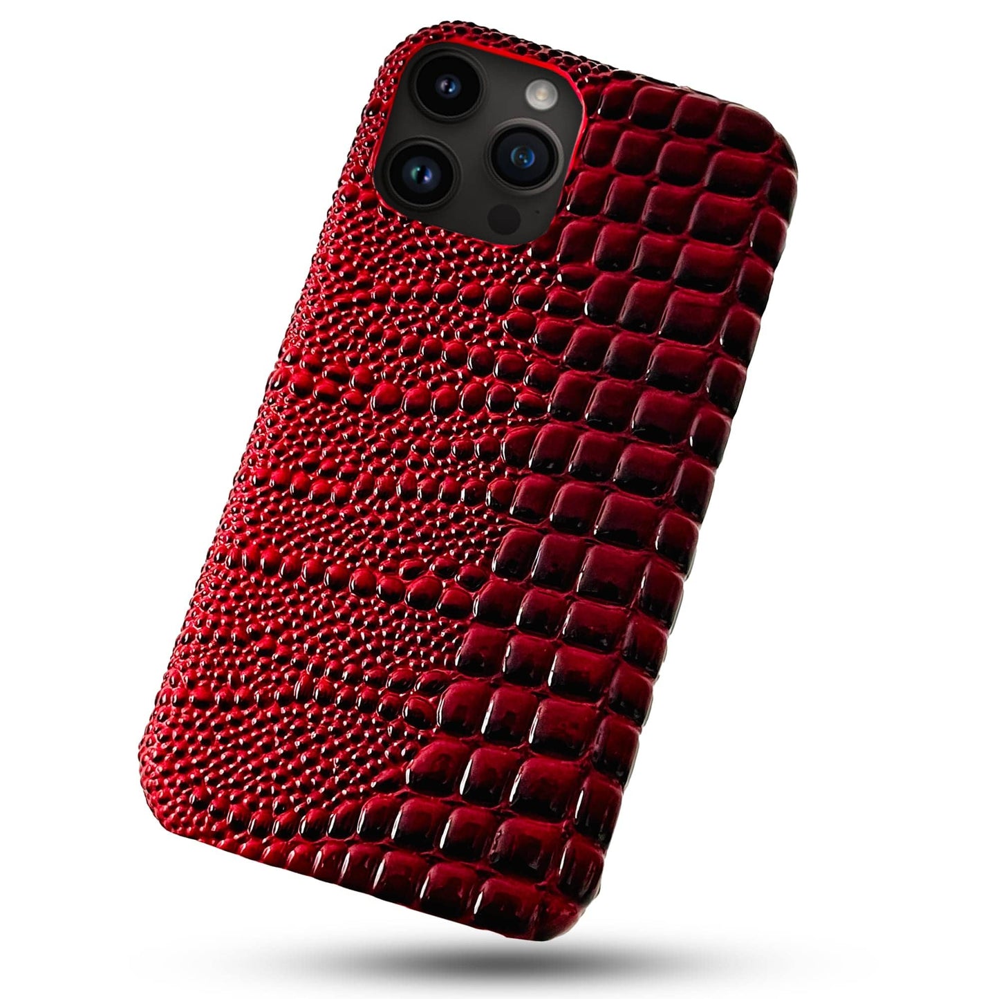 Husa de Protectie Timebox, Compatibila Apple iPhone 13 Pro, Microfibra in Interior, stil Piele de sarpe, Rosu