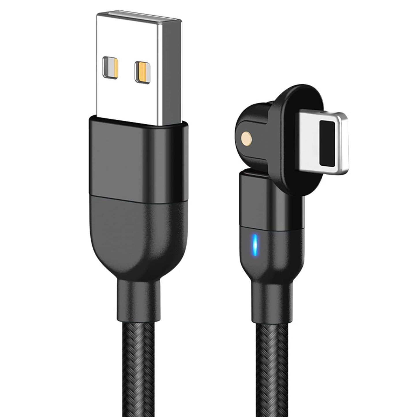 Cablu Date si Incarcare Rapida Timebox, 60W, Rotire 180 grade, QC 3,0, USB, Lightning, 1m, Indicator LED, Negru