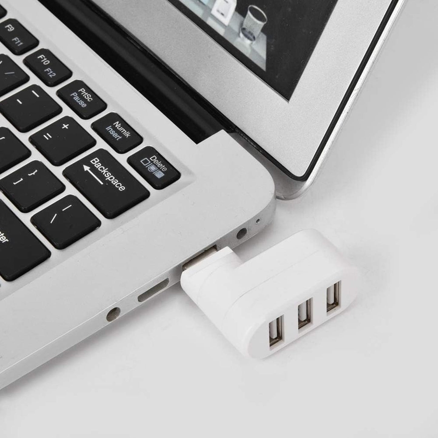 Hub USB extern 3 in 1, Rotativ 180 grade, Adaptor cu 3 porturi, USB 3,0, Splitter, Alb