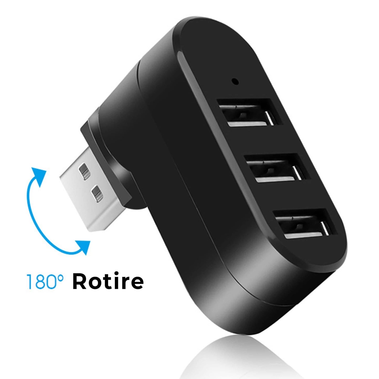 Hub USB extern 3 in 1, Rotativ 180 grade, Adaptor cu 3 porturi, USB 3,0, Splitter, Alb