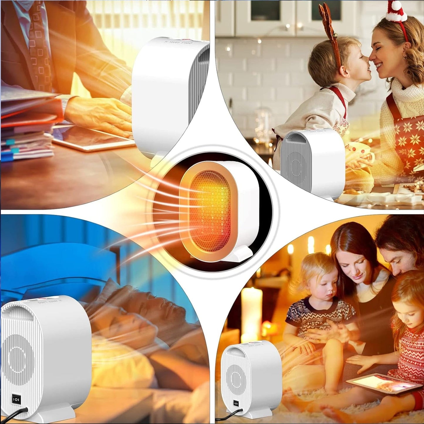 Aeroterma ceramica electrica Timebox, compact si silentios, cu incalzire rapida 1200W, reglabil in 2 trepte, pentru birou, Alb