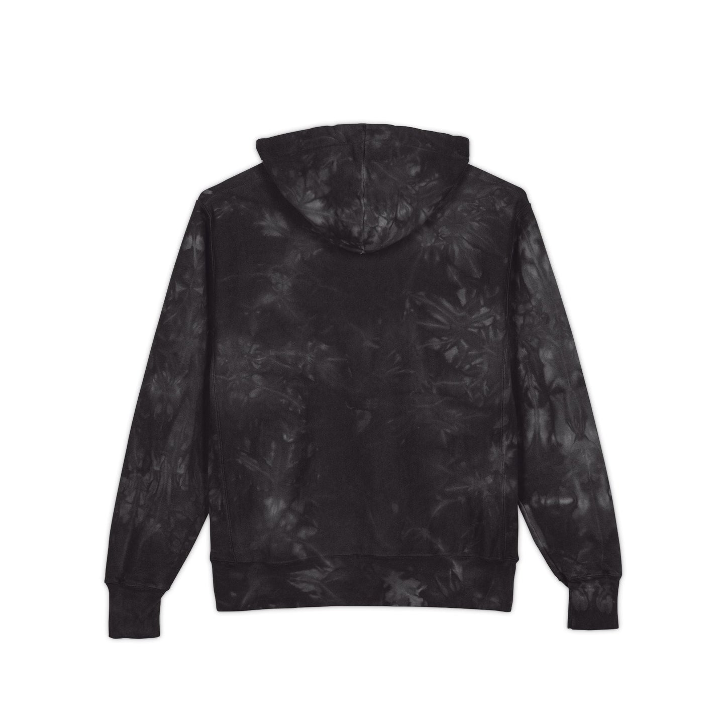 King Embroidered Hoodie — Black Tie-Dye Champion Style