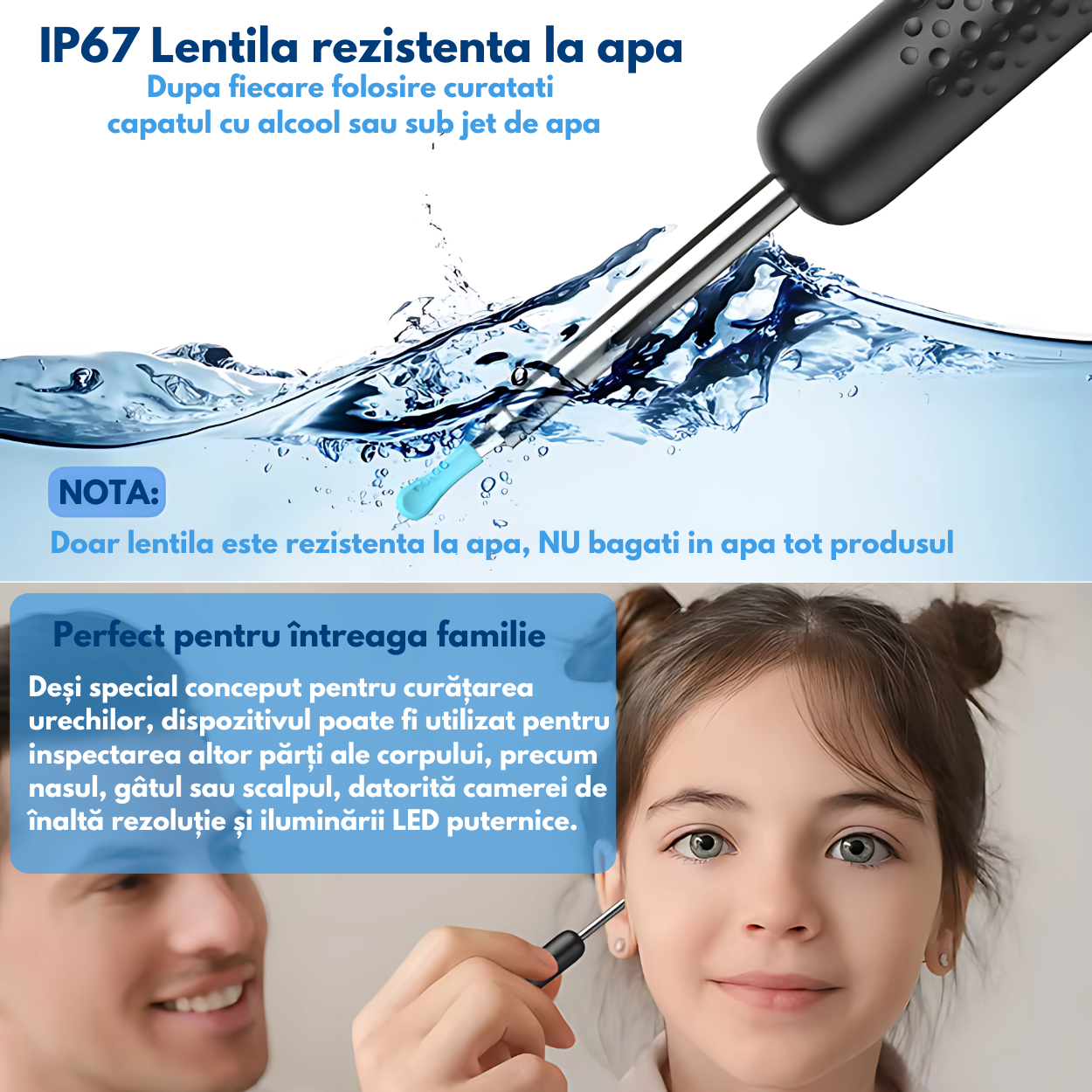 Aparat Profesional pentru Curatarea Urechilor cu Camera 360° HD 