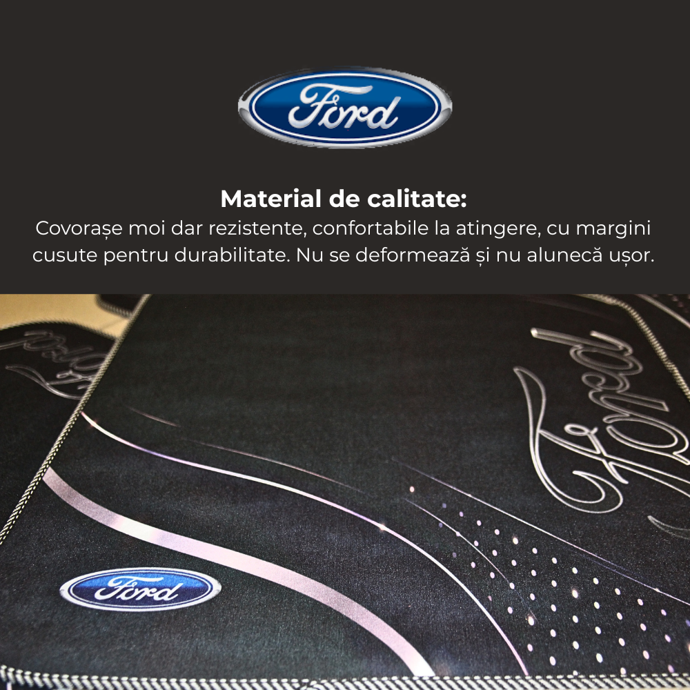 Covorașe Auto Universale FORD – Design Negru Elegant 4 Piese