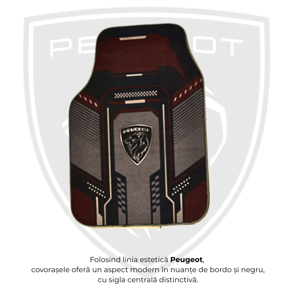 Covorașe Auto Peugeot – Design Sport Bordo/Negru | Universal