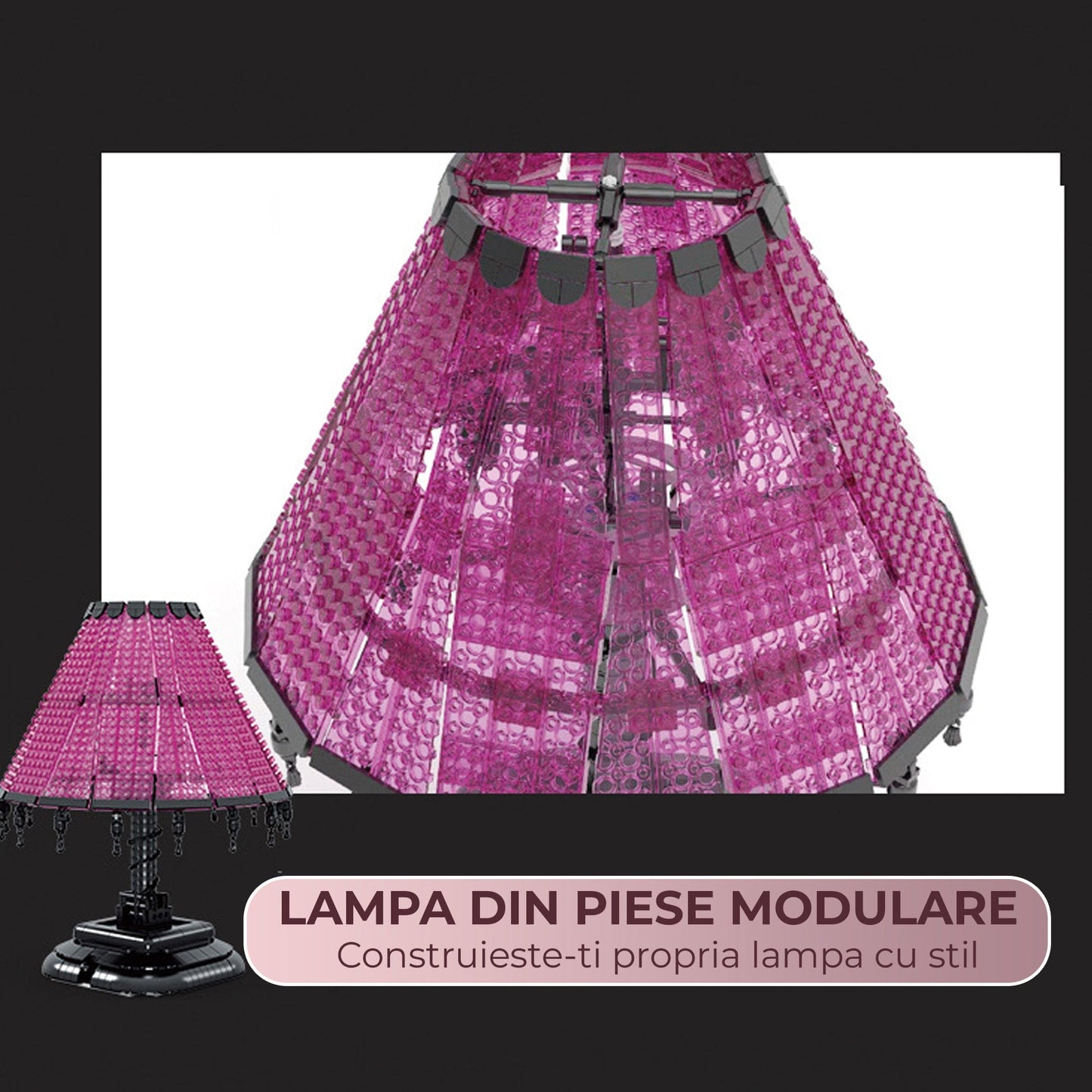 Lampa decorativa tip retro pentru copii 7, 14 ani, 900 piese mici, Roz