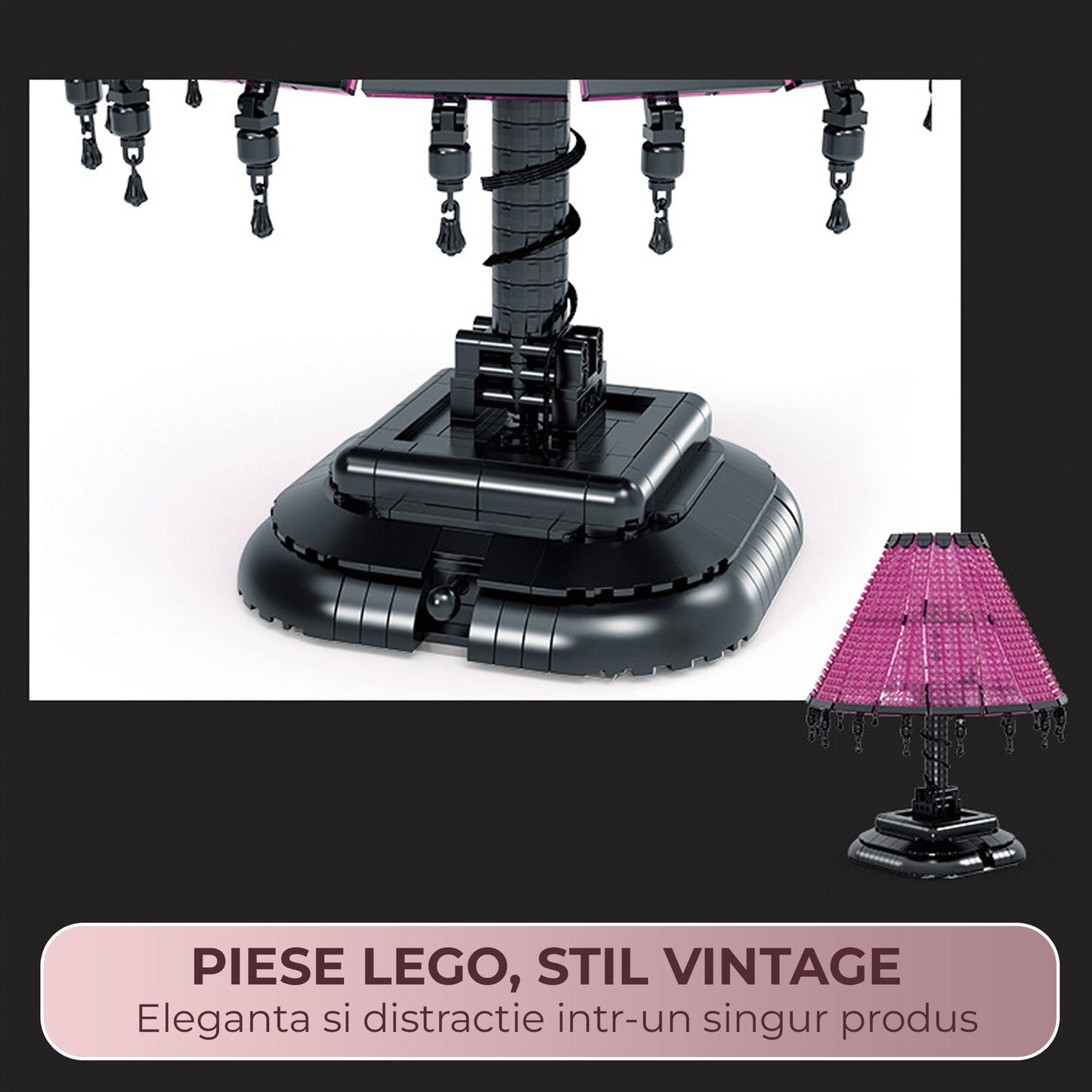 Lampa decorativa tip retro pentru copii 7, 14 ani, 900 piese mici, Roz