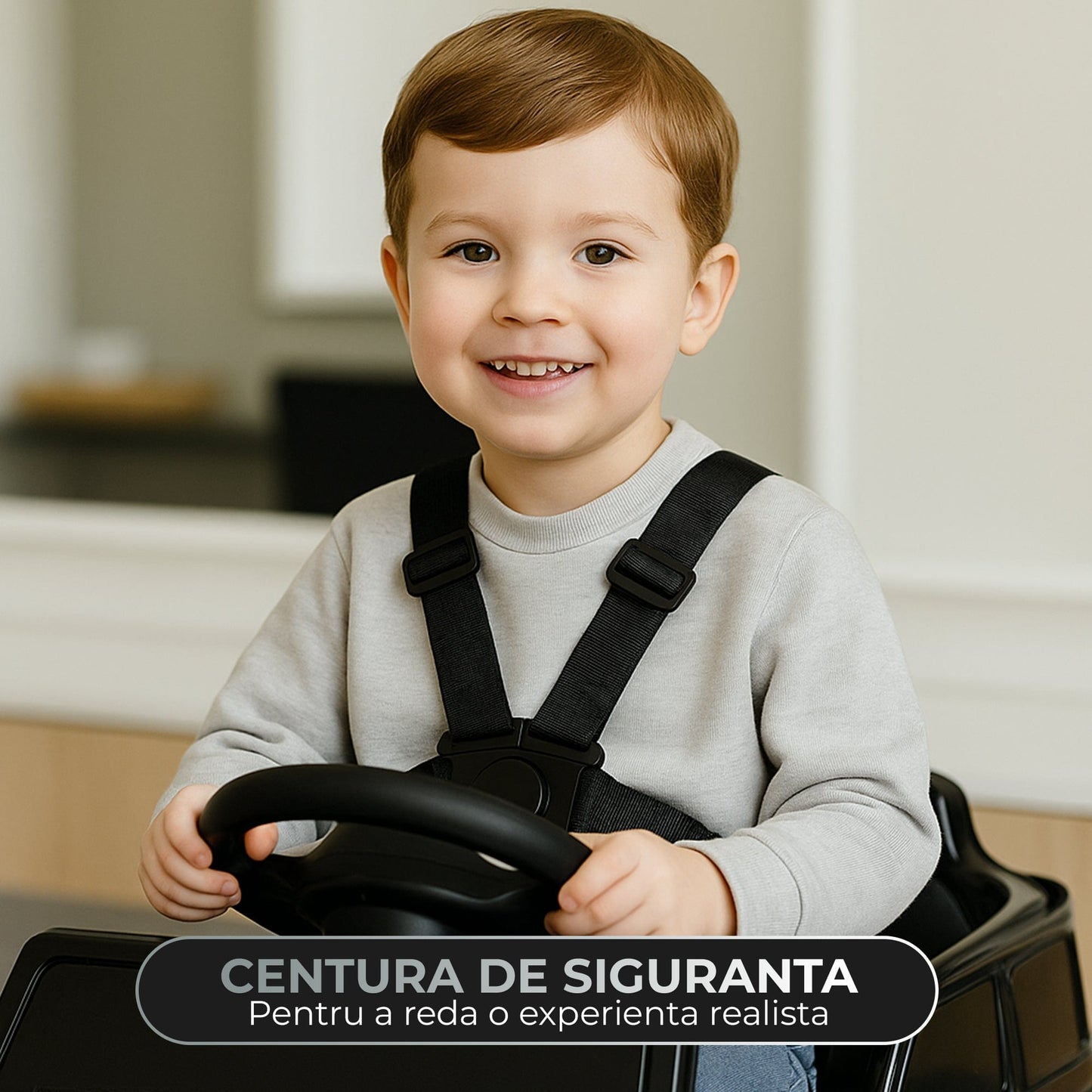 Scaun auto de tuns copii model G-Class – Scaun interactiv cu Bluetooth, Centura de siguranta si Reglaj pe inaltime, Baza metalica, Experienta premium pentru saloane si frizerii, Negru