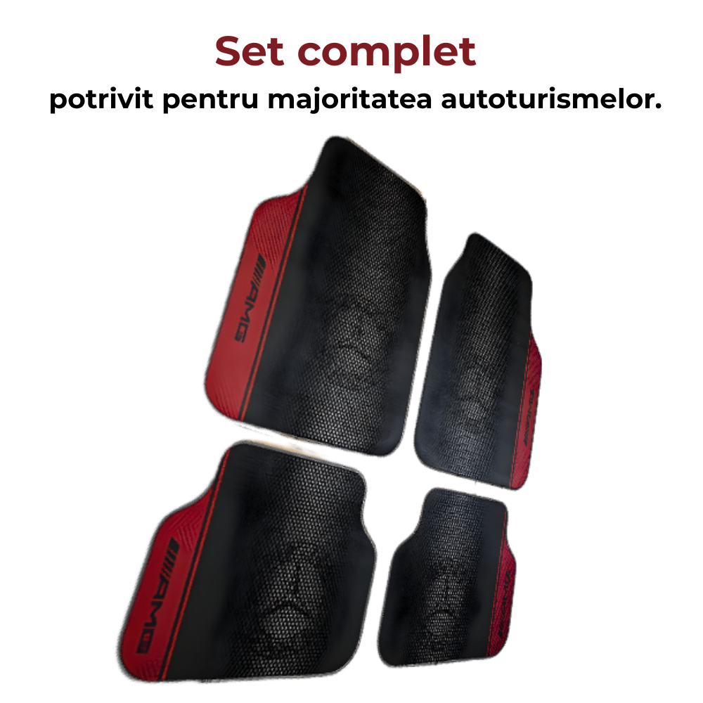 Covorașe Auto Universale Mercedes AMG – Negru/Roșu Sport