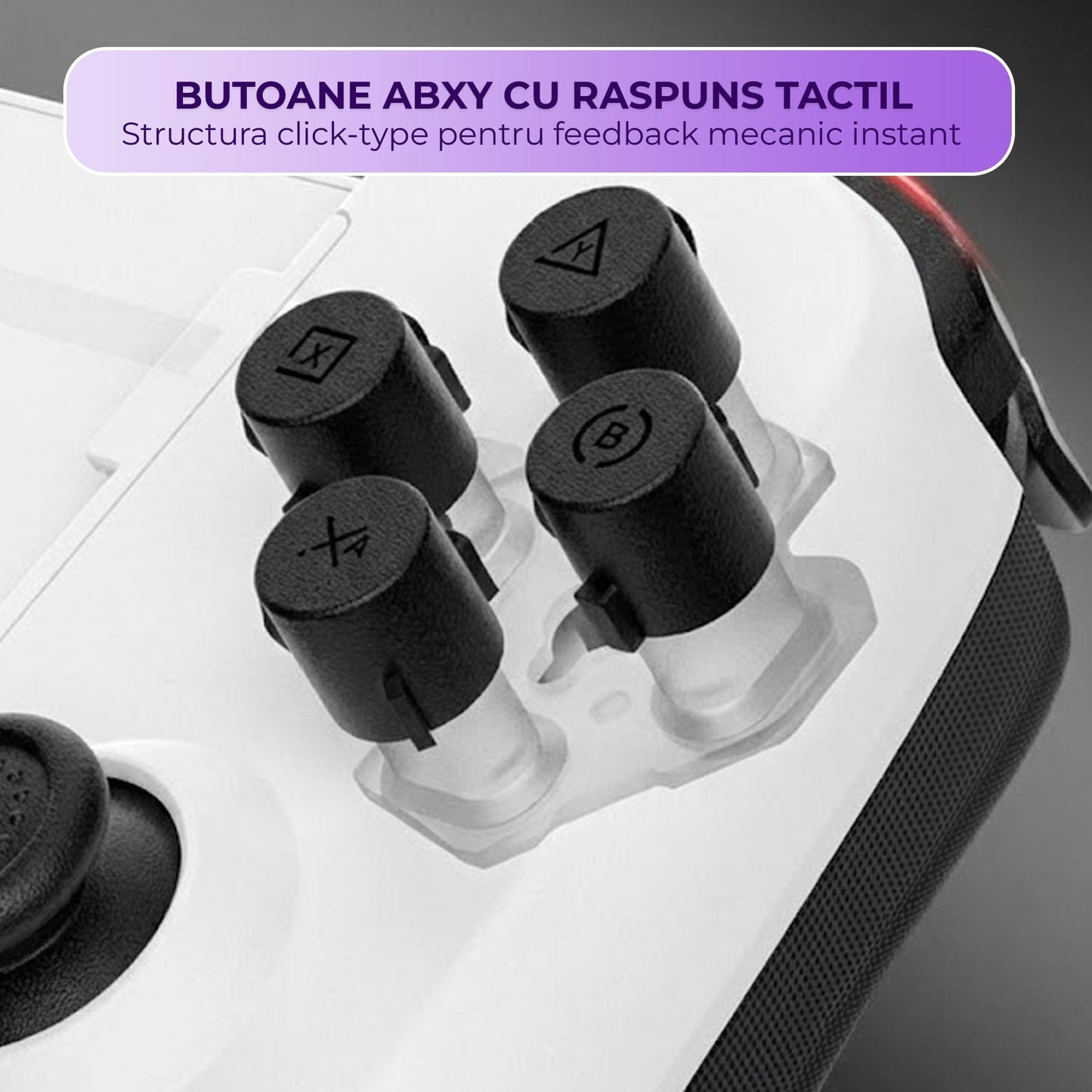 Gamepad Controller Gaming Wireless cu Joystick Hall, Bluetooth 5.0, Alb
