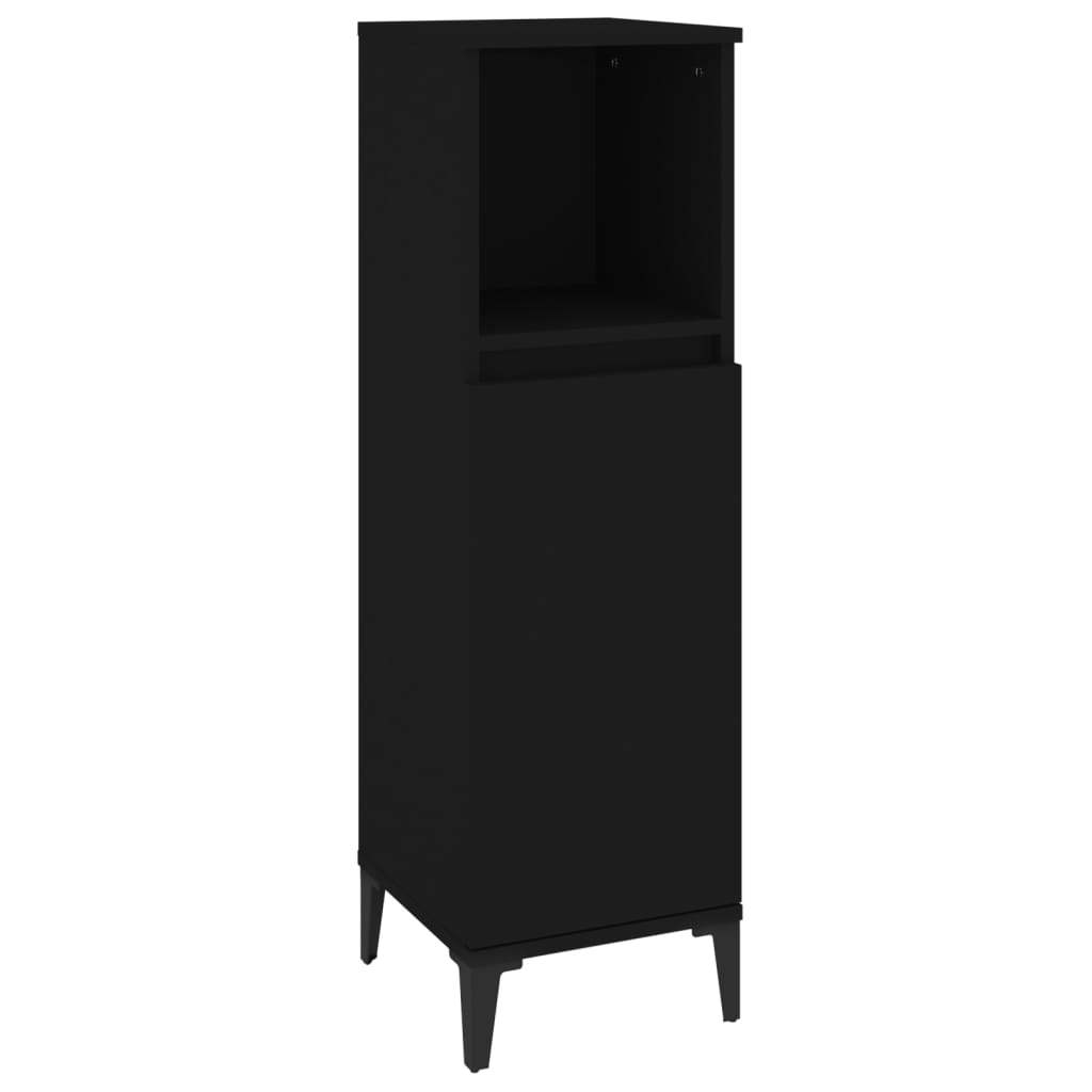 NNEVL Bathroom Cabinet Black 30x30x100 cm Engineered Wood-1