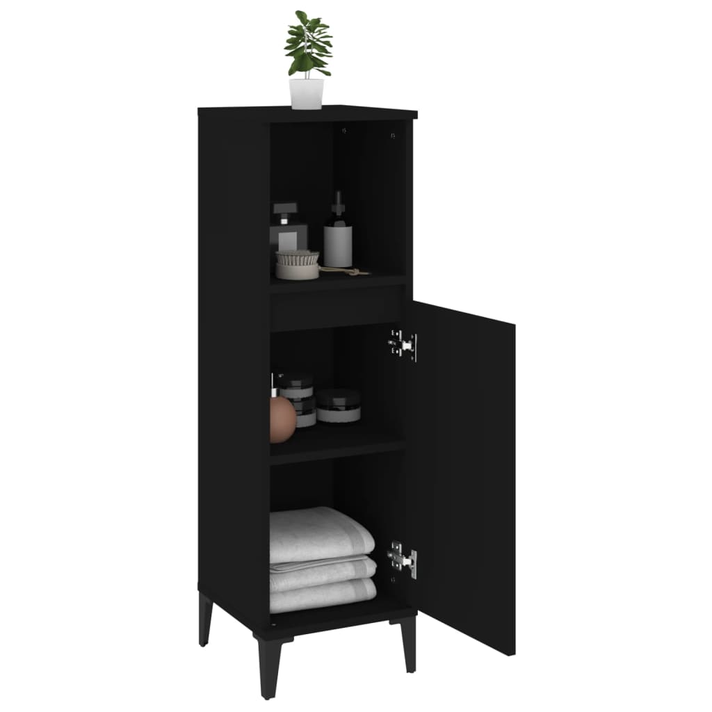 NNEVL Bathroom Cabinet Black 30x30x100 cm Engineered Wood-3