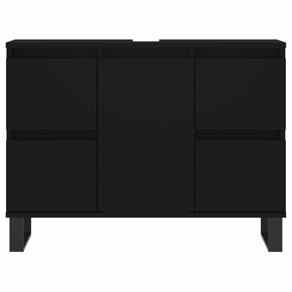 NNEVL Bathroom Cabinet Black 80x33x60 cm Engineered Wood-4
