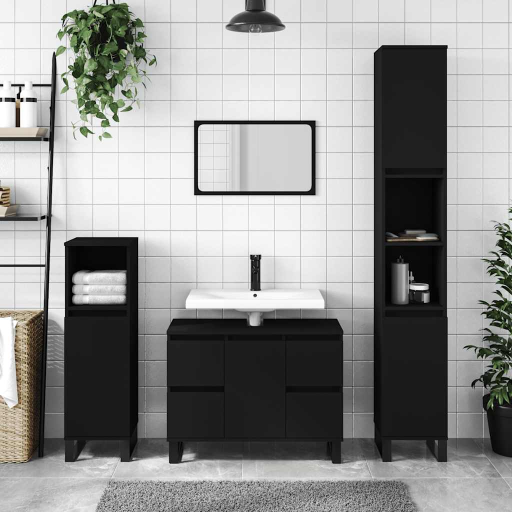 NNEVL Bathroom Cabinet Black 80x33x60 cm Engineered Wood-0