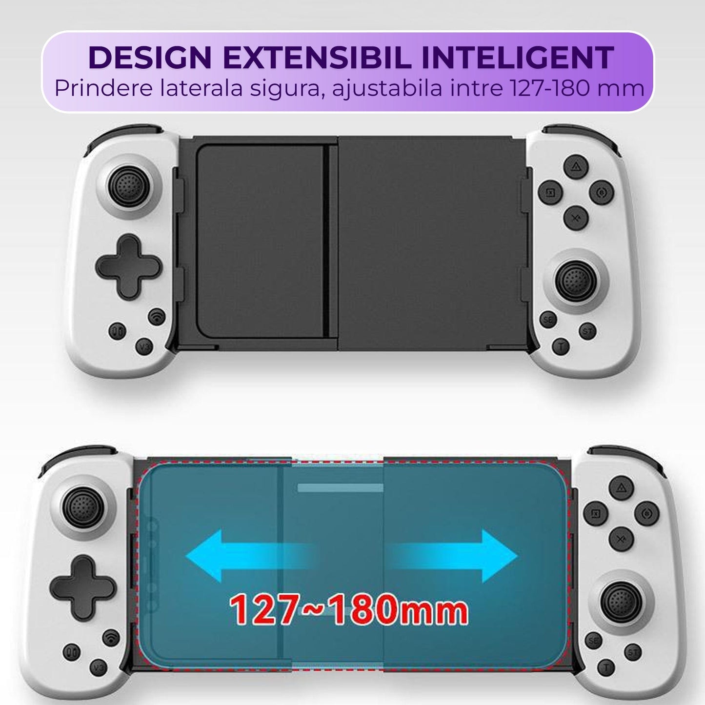 Gamepad Controller Gaming Wireless cu Joystick Hall, Bluetooth 5.0, Alb