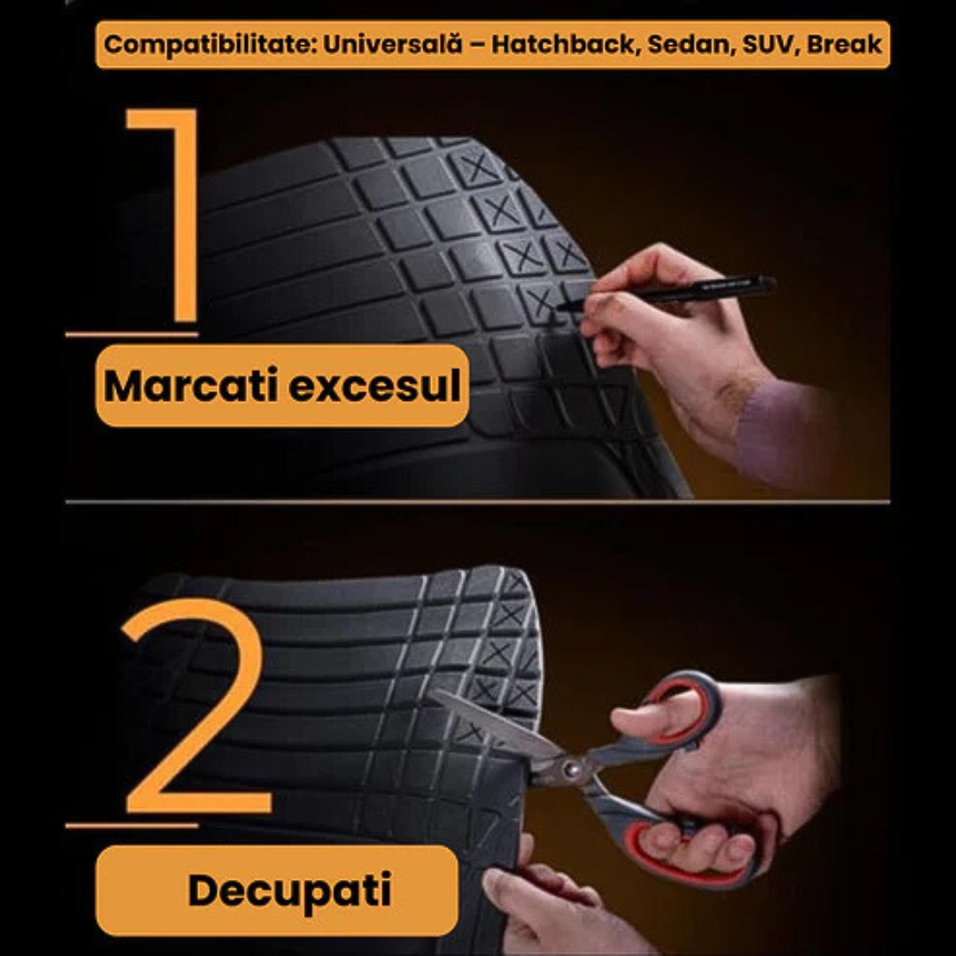 Covorașe Universale Tip Tăviță TEAMCAR® Audi A4 B6 Sedan (2000–2004), Set 5 Bucăți, Negru