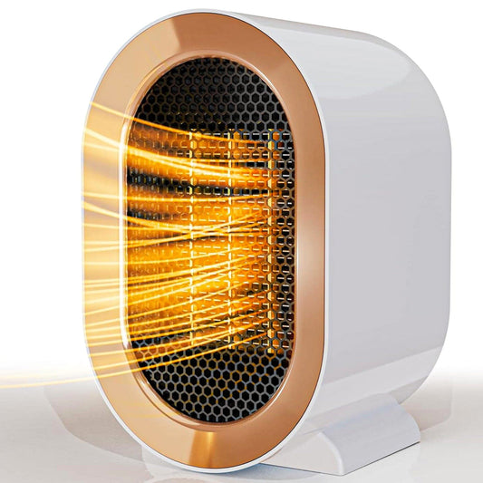 Aeroterma ceramica electrica Timebox, compact si silentios, cu incalzire rapida 1200W, reglabil in 2 trepte, pentru birou, Alb