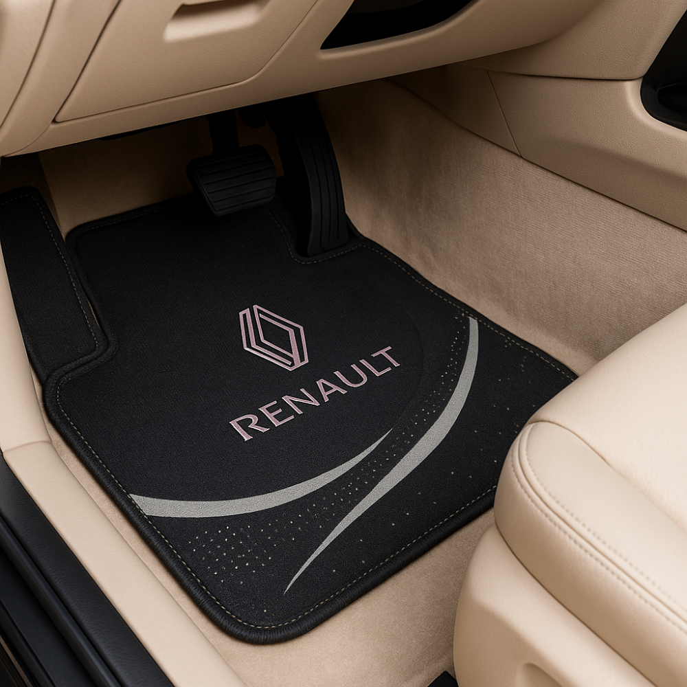 Set 4 Covorașe Auto Universale Renault – Negru cu Design Curbat
