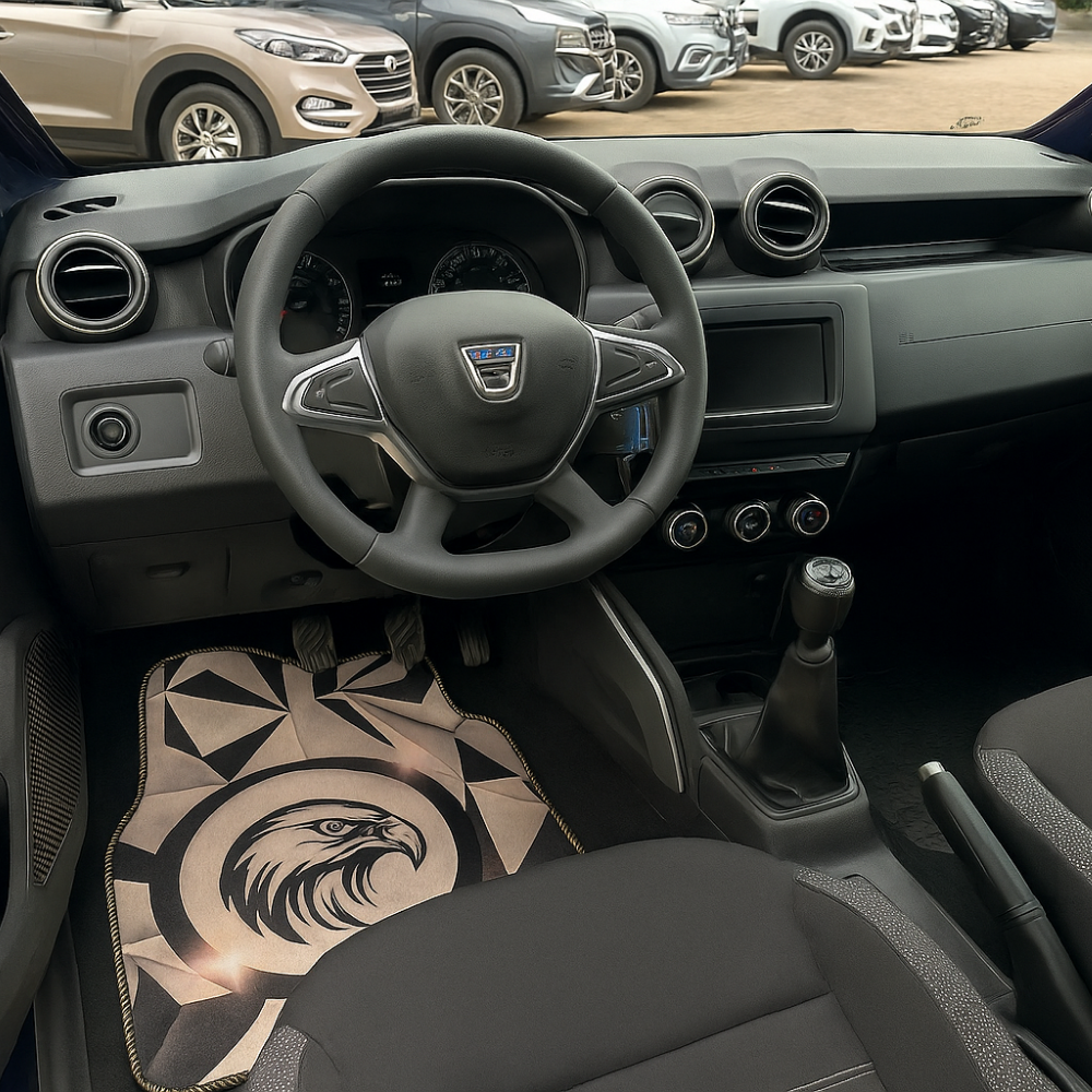 Covorașe auto universale DECOMAT 3D – set 4 bucăți cu design vultur, lavabile, antiderapante