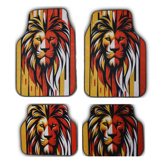 Covorase Auto Universale “Lion Power” – Design Tribal Rosu-Galben